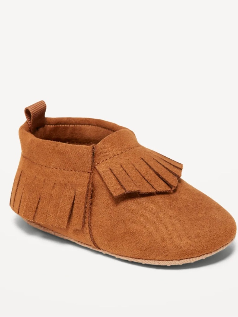 Old Navy Kids Faux-Suede Fringe Moccasins - Chestnut Brown Size 6-12 months